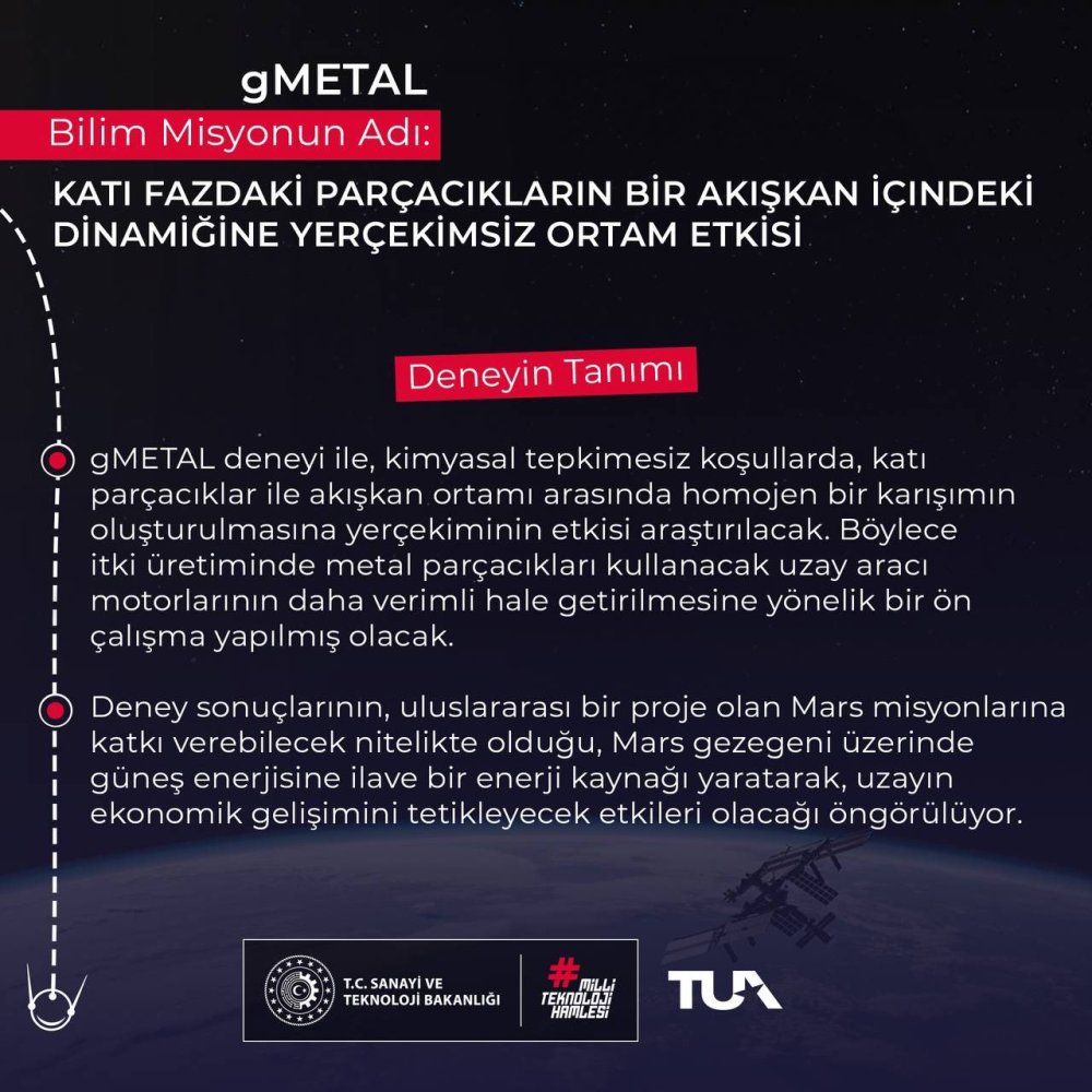 TUA’nın “g Metal” deneyi uzayda nasıl bir devrim yaratacak?